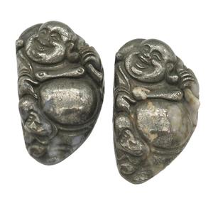 natural Pyrite Buddha Pendant, approx 28-48mm [GM16632]