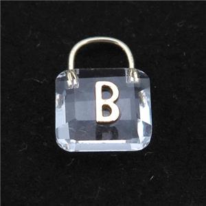 Crystal glass Lock pendant, gold plated, approx 14-19mm [GM16633]
