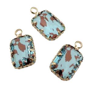 Crystal Glass rectangle pendant, gold plated, approx 10-14mm [GM16641]