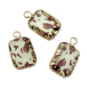 lt.yellow Crystal Glass rectangle pendant, gold plated, approx 10-14mm [GM16643]