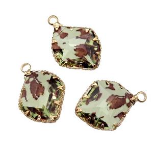 lt.blue Crystal Glass leaf pendant, gold plated, approx 16-20mm [GM16663]