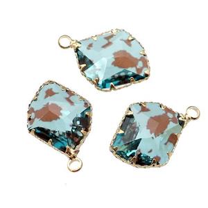 lt.blue Crystal Glass leaf pendant, gold plated, approx 16-20mm [GM16664]