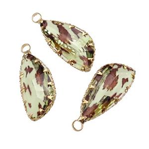 lt.yellow Crystal Glass teardrop pendant, gold plated, approx 11-24mm [GM16670]