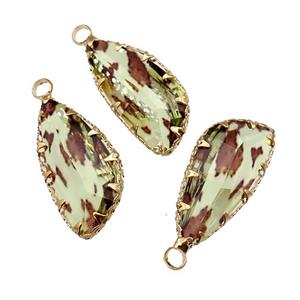 Crystal Glass teardrop pendant, gold plated, approx 11-24mm [GM16672]