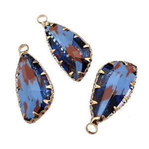 blue Crystal Glass teardrop pendant, gold plated, approx 11-24mm [GM16673]
