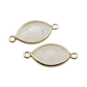 white Moonstone eye connector, faceted, gold plated, approx 10-18mm [GM16686]
