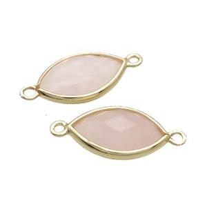 pink Rose Quartz eye connector, faceted, gold plated, approx 11-18mm [GM16687]