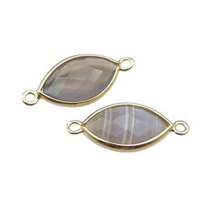 gray Agate eye connector, faceted, gold plated, approx 11-18mm [GM16689]