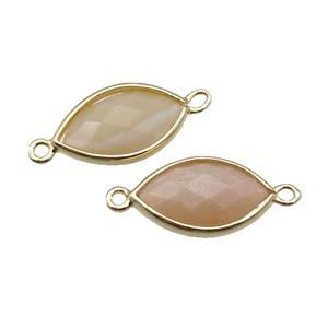 peach moonstone eye connector, faceted, gold plated, approx 11-18mm [GM16690]