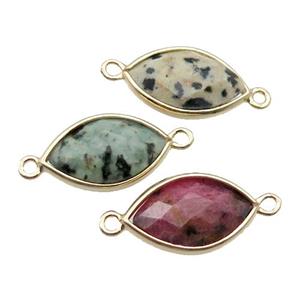mixed Gemstone eye connector, faceted, gold plated, approx 11-18mm [GM16695]