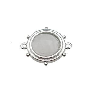 Clear Quartz circle connector, platinum plated, approx 15mm [GM16735]