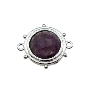 Amethyst circle connector, platinum plated, approx 15mm [GM16742]