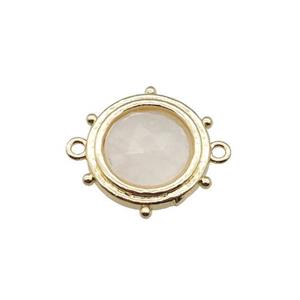 Clear Quartz circle connector, gold plated, approx 15mm [GM16748]
