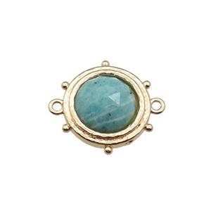 green Amazonite circle connector, gold plated, approx 15mm [GM16752]