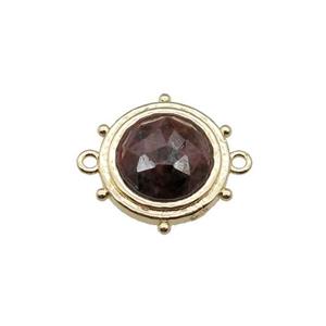 Rhodonite circle connector, gold plated, approx 15mm [GM16753]