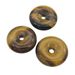 Tiger Eye Stone dount pendant, approx 28mm dia [GM16770]