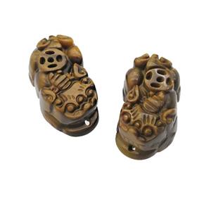 Tiger Eye Stone Pixiu charm pendant, approx 15-26mm [GM16771]