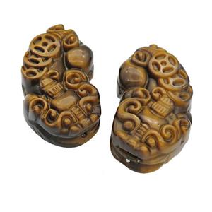Tiger Eye Stone Pixiu charm pendant, approx 20-35mm [GM16773]