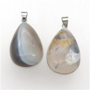 Natural Agate Teardrop Pendant, approx 20-30mm [GM16781]