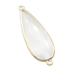 white Crystal Glass teardrop connector, faceted, gold plated, approx 15-35mm [GM16791]