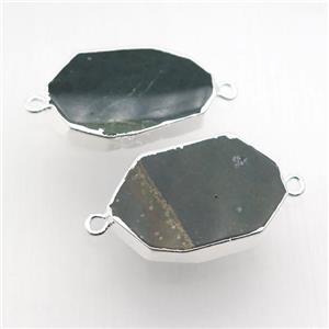 Ocean Agate slice connector, silver plated, approx 20-30mm [GM16796]