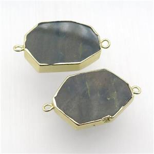 Ocean Agate slice connector, gold plated, approx 20-30mm [GM16797]