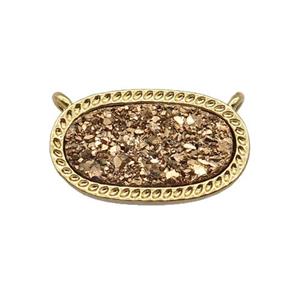 gold druzy quartz oval pendant, gold plated, approx 10-16.5mm [GM16831]