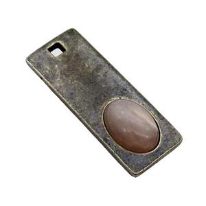 copper rectangle pendant with moonstone, antique bronze, approx 14-38mm [GM16851]