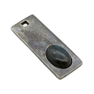 copper rectangle pendant with Labradorite, antique bronze, approx 14-38mm [GM16855]