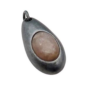 copper teardrop pendant with Moonstone, antique bronze, approx 15-30mm [GM16858]