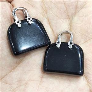 black Obsidian bag charm pendant, approx 20-24mm [GM16872]