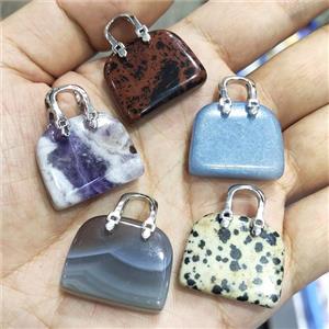 mix Gemstone bag charm pendant, approx 20-24mm [GM16882]