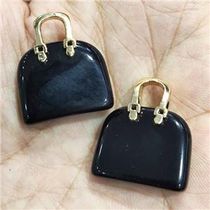 black Obsidian charm bag pendant, approx 20-24mm [GM16884]