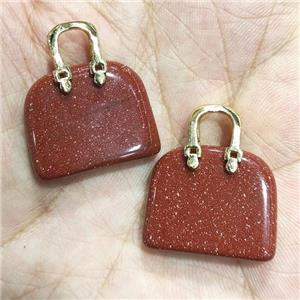 gold Sandstone bag pendant, approx 20-24mm [GM16889]