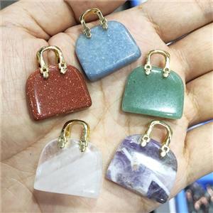 Mix Gemstone Bag Charm Pendant, approx 20-24mm [GM16894]