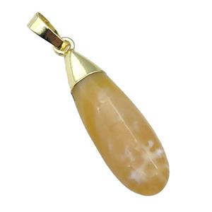 Lemon Jade teardrop pendant, gold plated, approx 10-35mm [GM16900]