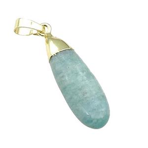 green Amazonite teardrop pendant, gold plated, approx 10-35mm [GM16901]