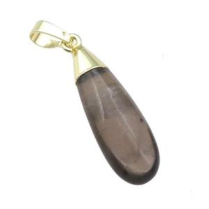 Smoky Quartz teardrop pendant, gold plated, approx 10-35mm [GM16902]