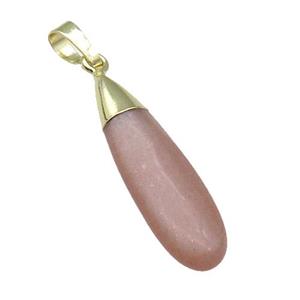 peach Moonstone teardrop pendant, gold plated, approx 10-35mm [GM16903]