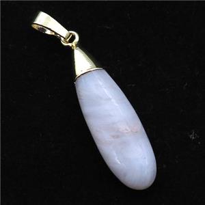 Blue Lace Agate teardrop pendant, gold plated, approx 10-35mm [GM16904]