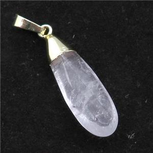 Clear Quartz teardrop pendant, gold plated, approx 10-35mm [GM16905]
