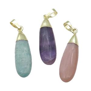 mixed Gemstone teardrop pendant, gold plated, approx 10-35mm [GM16906]