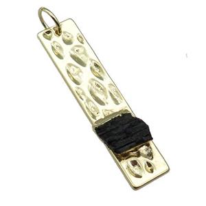 copper rectangle pendant pave Black Tourmaline, gold plated, approx 10-12mm, 10-40mm [GM16907]