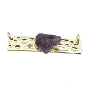 copper rectangle pendant pave Amethyst, gold plated, approx 10-12mm, 10-40mm [GM16912]