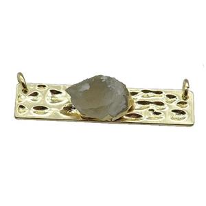 copper rectangle pendant pave Prehnite, gold plated, approx 10-12mm, 10-40mm [GM16913]