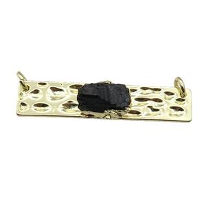 copper rectangle pendant pave black Tourmaline, gold plated, approx 10-12mm, 10-40mm [GM16914]