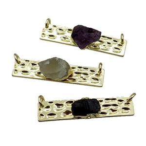 copper rectangle pendant pave Gemstone, gold plated, mixed, approx 10-12mm, 10-40mm [GM16915]