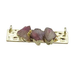 copper rectangle pendant pave pink Tourmaline, gold plated, approx 10-12mm, 10-40mm [GM16916]