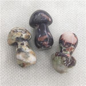 Ocean Jasper mushroom charm without hole, approx 25-38mm [GM16941]