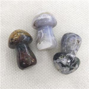 Ocean Agate mushroom charm, no hole, approx 25-38mm [GM16945]